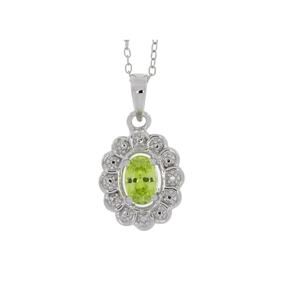 Green Cubic Zirconia Pendant Necklace 925 Sterling Silver August Birthdays